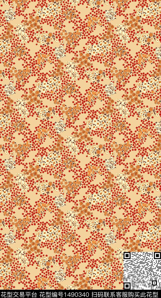 民族风花卉小碎花数码印花华亿平台下载（图片编号: 1490340） - 瓦栏（Walan）