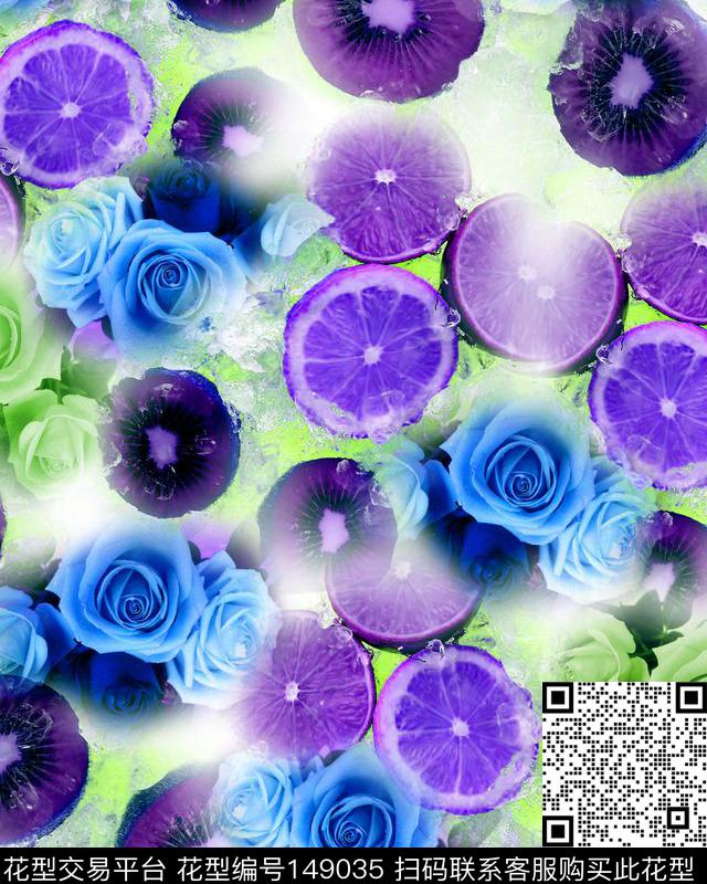 紫色蓝色橙子数码印花华亿平台下载（图片编号: 149035） - 瓦栏（Walan）