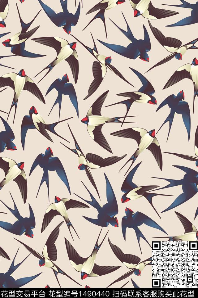 鸟动物抽象数码印花华亿平台下载（图片编号: 1490440） - 瓦栏（Walan）