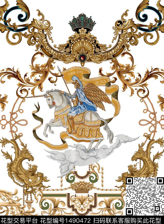 花纹珠宝宝石骑马丝带数码印花华亿平台下载（图片编号: 1490472） - 瓦栏（Walan）