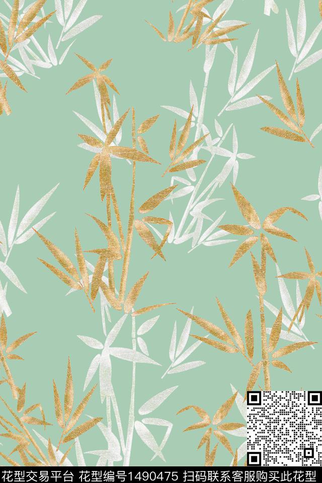 绿植树叶小清新热带华亿平台数码印花华亿平台下载（图片编号: 1490475） - 瓦栏（Walan）