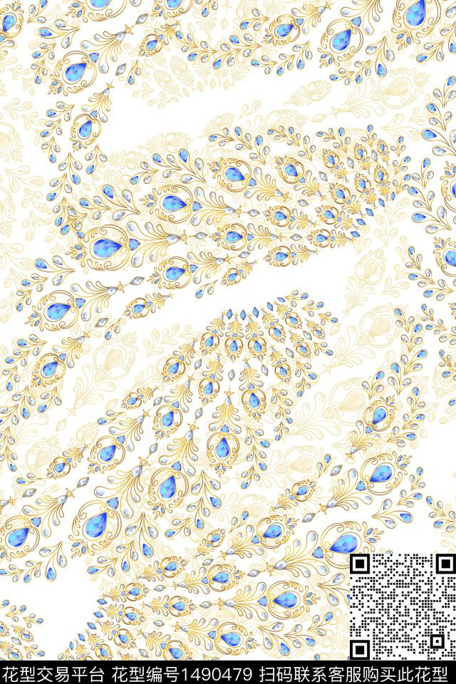 大牌风小清新真丝数码印花华亿平台下载（图片编号: 1490479） - 瓦栏（Walan）