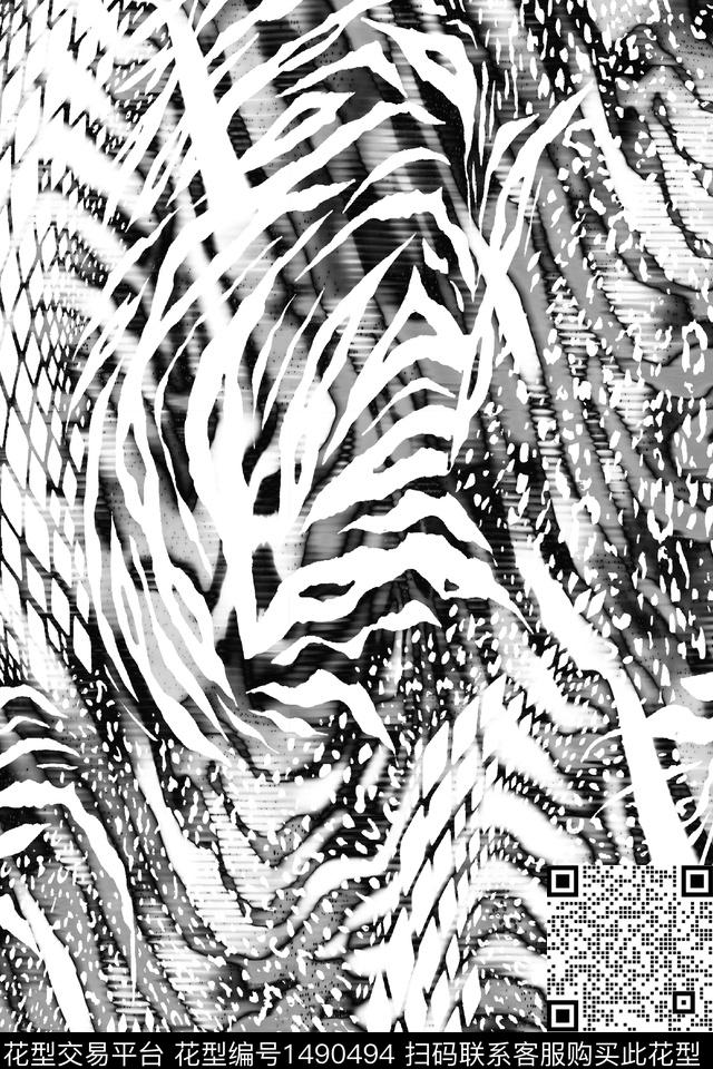 时尚男装动物纹数码印花华亿平台下载（图片编号: 1490494） - 瓦栏（Walan）