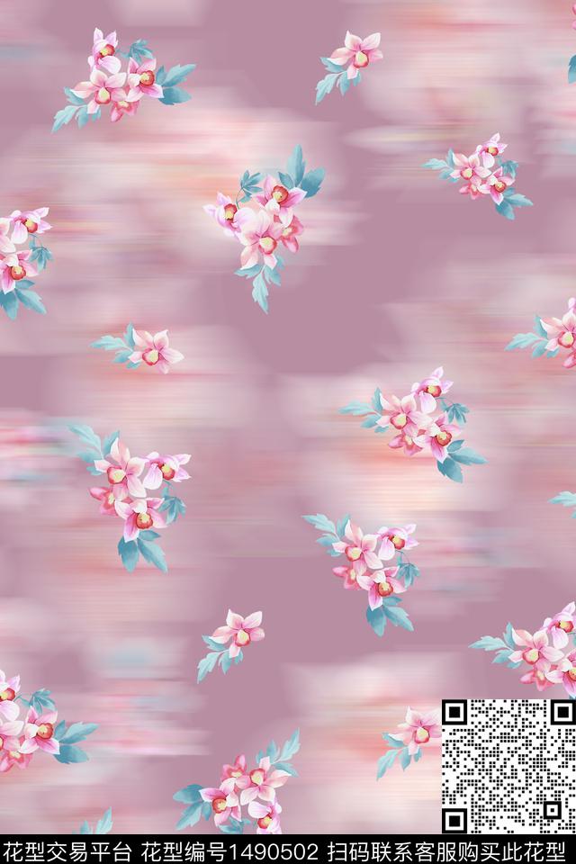 花卉小清新真丝数码印花华亿平台下载（图片编号: 1490502） - 瓦栏（Walan）