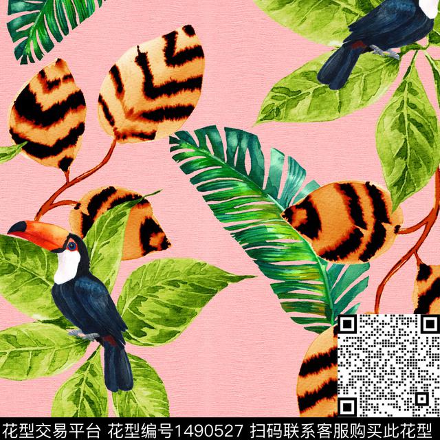 绿植树叶连衣裙女装传统印花华亿平台下载（图片编号: 1490527） - 瓦栏（Walan）