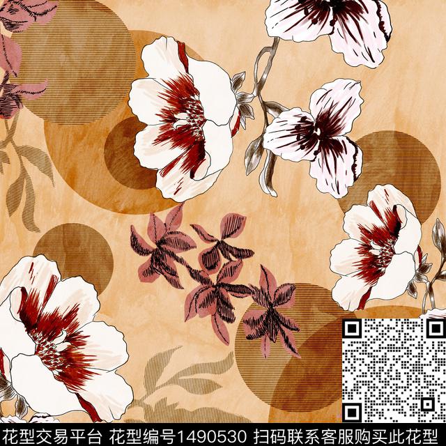 绿植树叶连衣裙女装传统印花华亿平台下载（图片编号: 1490530） - 瓦栏（Walan）