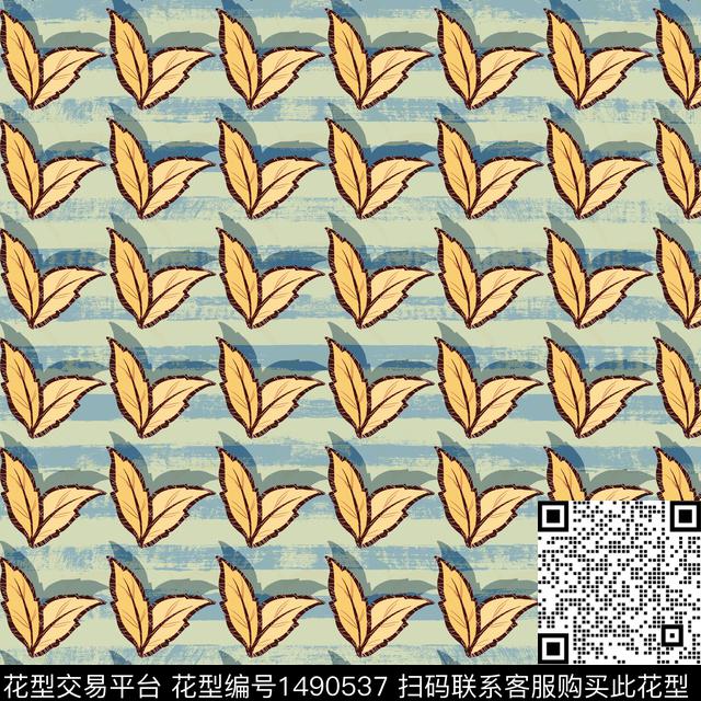 绿植树叶连衣裙女装传统印花华亿平台下载（图片编号: 1490537） - 瓦栏（Walan）