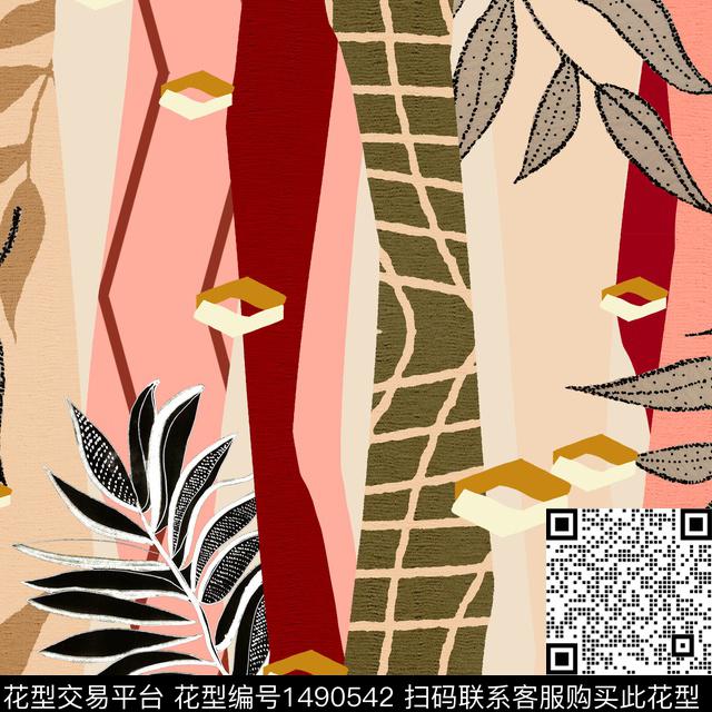 绿植树叶连衣裙女装传统印花华亿平台下载（图片编号: 1490542） - 瓦栏（Walan）