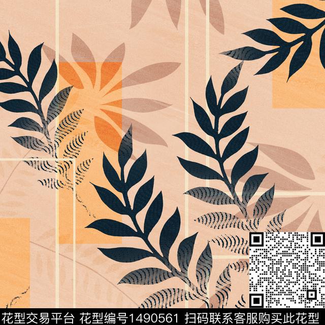 绿植树叶连衣裙女装传统印花华亿平台下载（图片编号: 1490561） - 瓦栏（Walan）