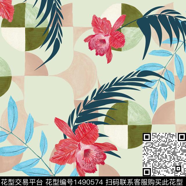 绿植树叶连衣裙女装传统印花华亿平台下载（图片编号: 1490574） - 瓦栏（Walan）