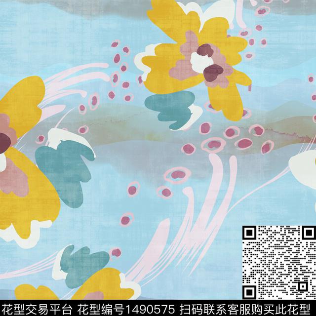 绿植树叶连衣裙女装传统印花华亿平台下载（图片编号: 1490575） - 瓦栏（Walan）