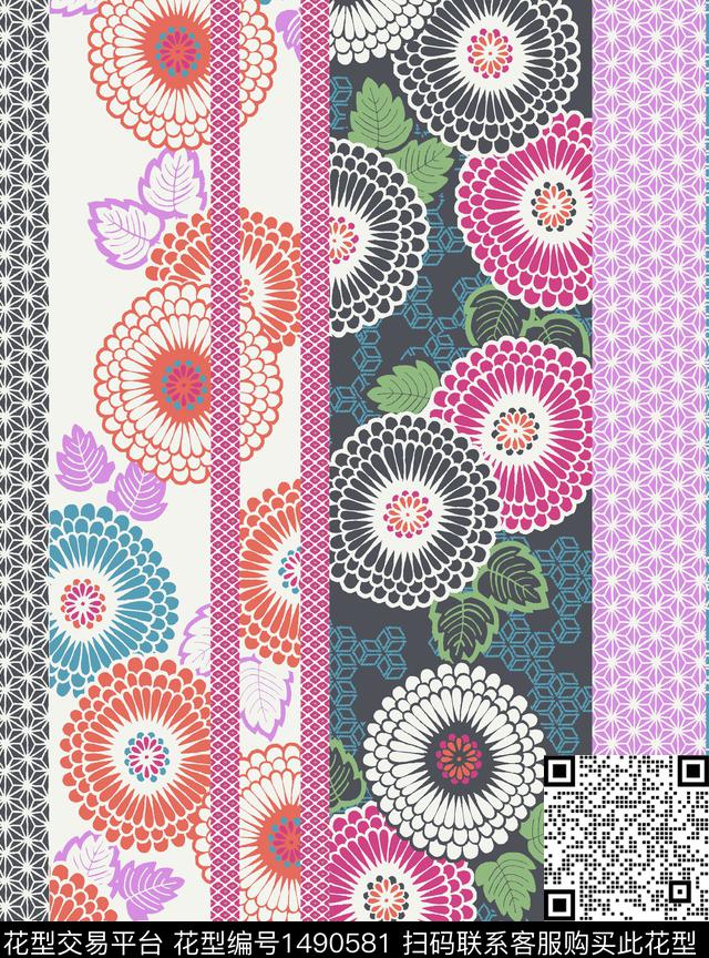 几何民族风大牌风数码印花华亿平台下载（图片编号: 1490581） - 瓦栏（Walan）