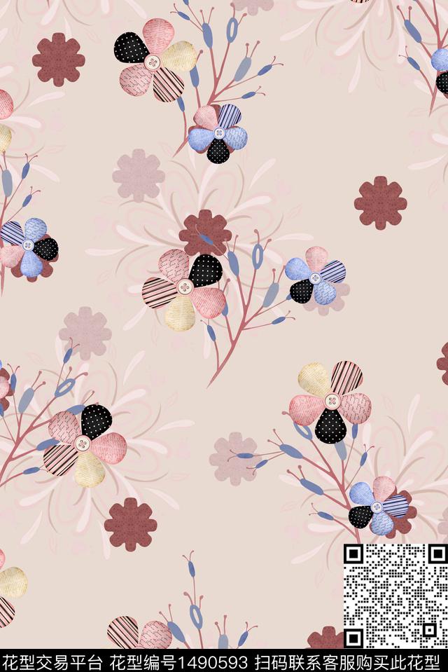 装饰花卉花纹年轻女性数码印花华亿平台下载（图片编号: 1490593） - 瓦栏（Walan）