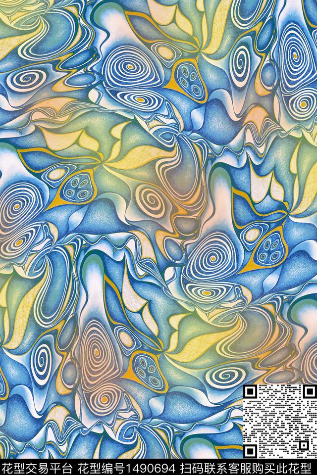 肌理春夏华亿平台渐变数码印花华亿平台下载（图片编号: 1490694） - 瓦栏（Walan）