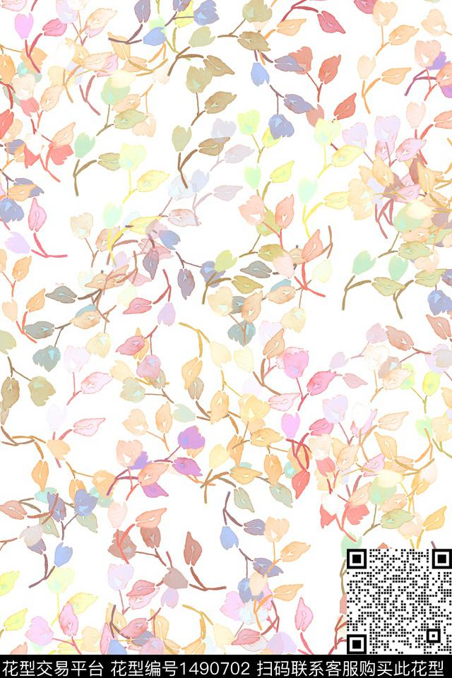 花卉大牌风小清新数码印花华亿平台下载（图片编号: 1490702） - 瓦栏（Walan）