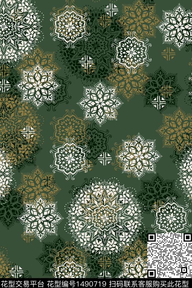 几何传统纹样大牌风传统印花华亿平台下载（图片编号: 1490719） - 瓦栏（Walan）