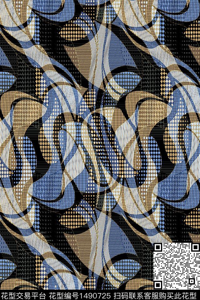 几何大牌风休闲数码印花华亿平台下载（图片编号: 1490725） - 瓦栏（Walan）