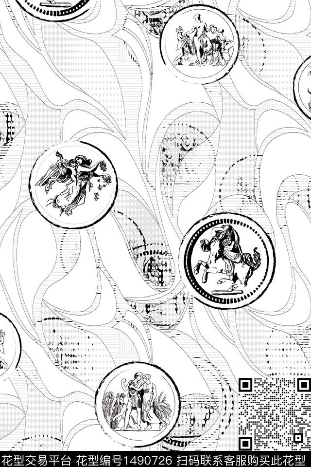几何大牌风休闲数码印花华亿平台下载（图片编号: 1490726） - 瓦栏（Walan）