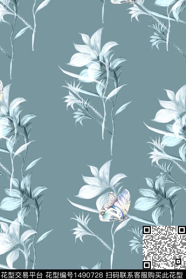 花卉大牌风香云纱数码印花华亿平台下载（图片编号: 1490728） - 瓦栏（Walan）