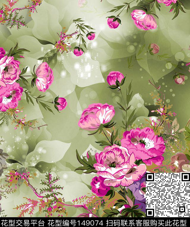 矢量花卉花朵植物数码印花华亿平台下载（图片编号: 149074） - 瓦栏（Walan）