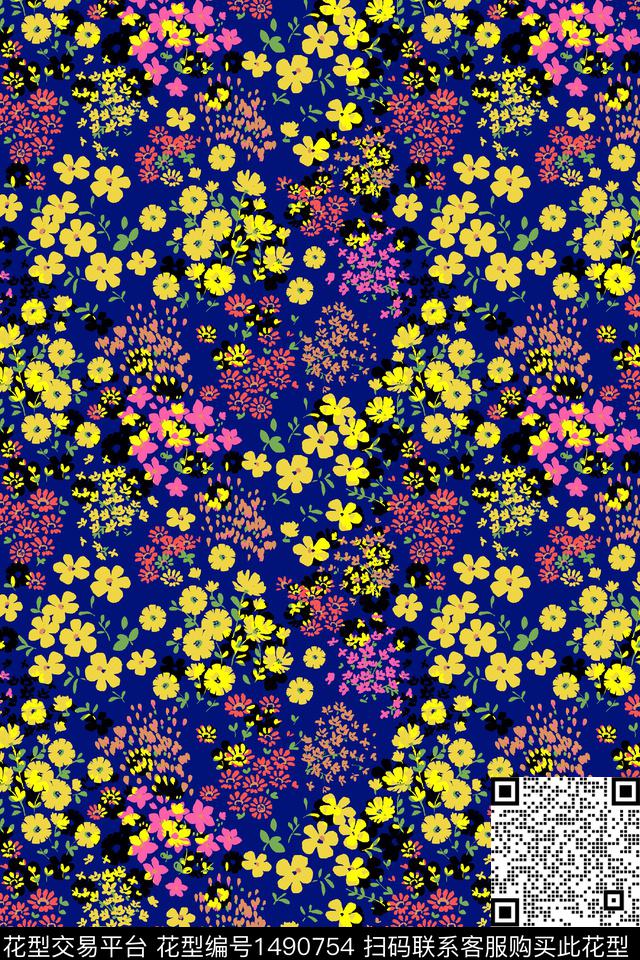 水彩绿植树叶肌理数码印花华亿平台下载（图片编号: 1490754） - 瓦栏（Walan）