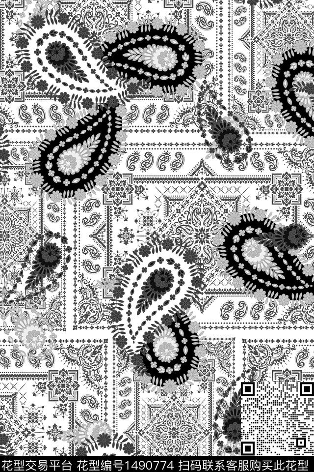 民族风佩斯利大牌风数码印花华亿平台下载（图片编号: 1490774） - 瓦栏（Walan）