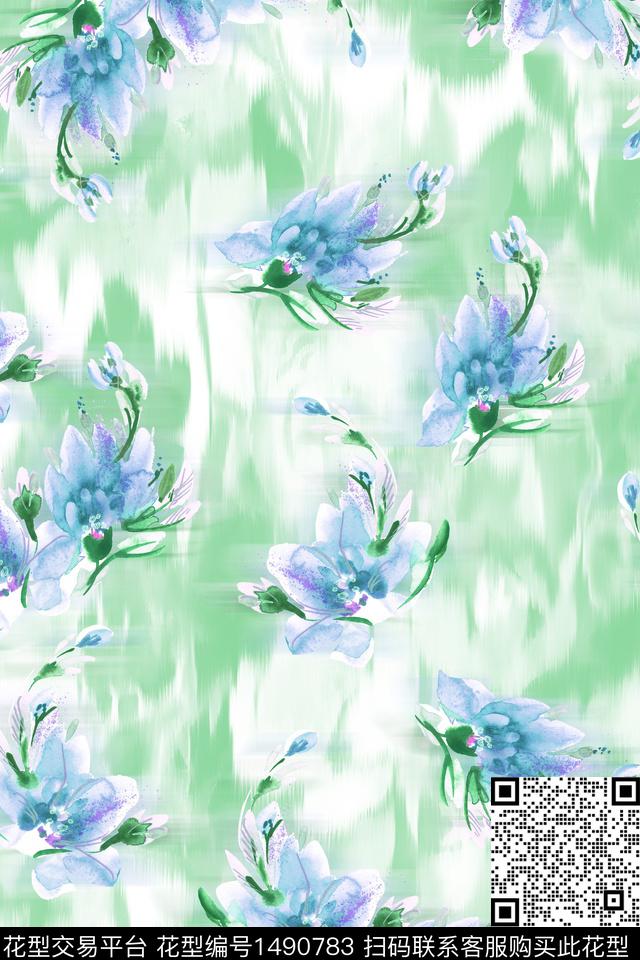 花卉小清新真丝数码印花华亿平台下载（图片编号: 1490783） - 瓦栏（Walan）