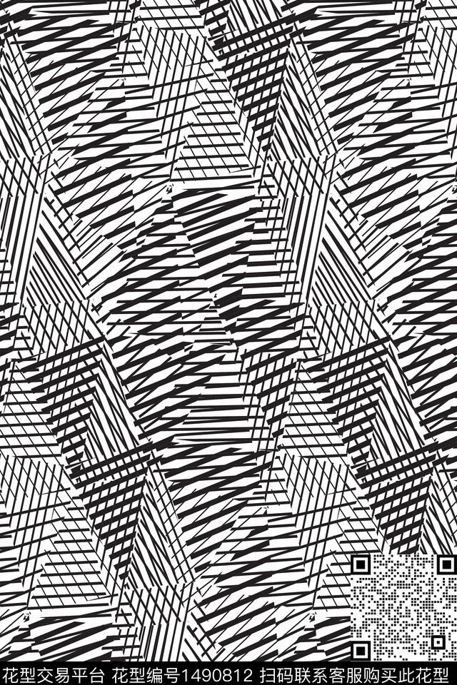 几何男装抽象数码印花华亿平台下载（图片编号: 1490812） - 瓦栏（Walan）