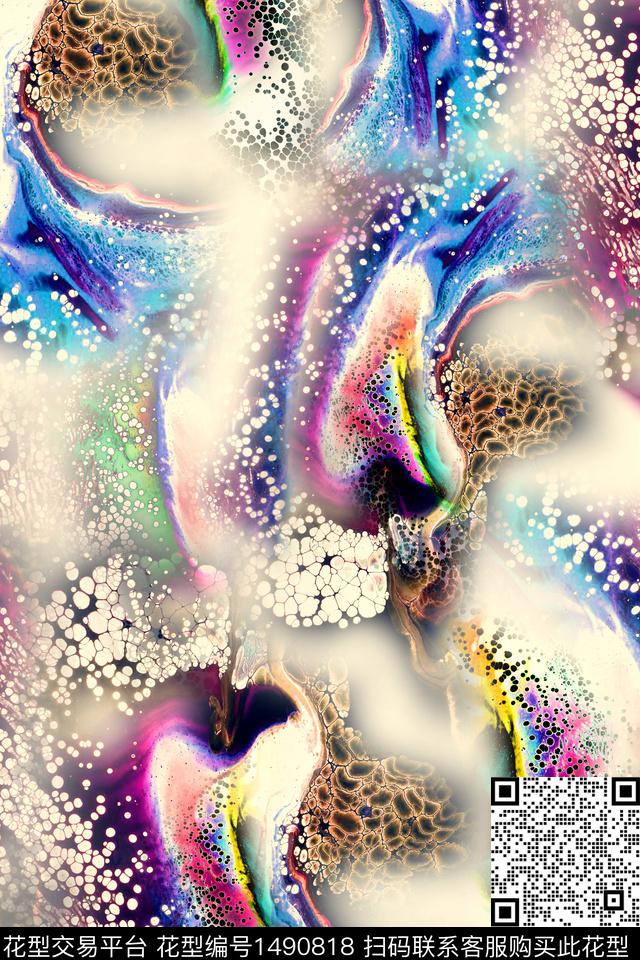 真丝手绘花卉中老年数码印花华亿平台下载（图片编号: 1490818） - 瓦栏（Walan）