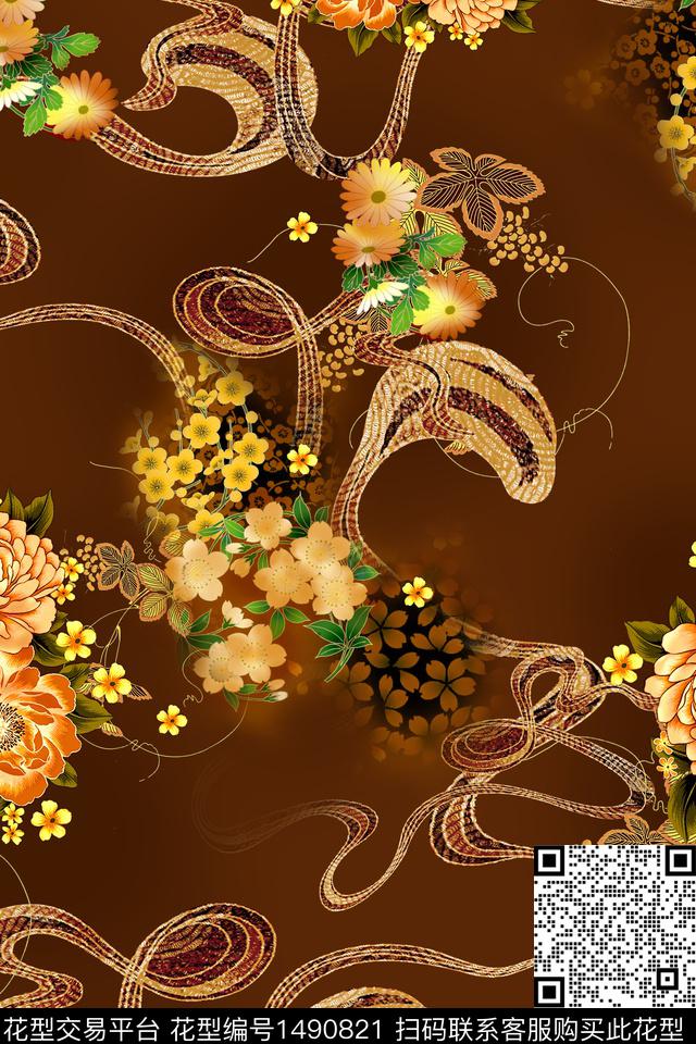 香云纱旗袍真丝数码印花华亿平台下载（图片编号: 1490821） - 瓦栏（Walan）