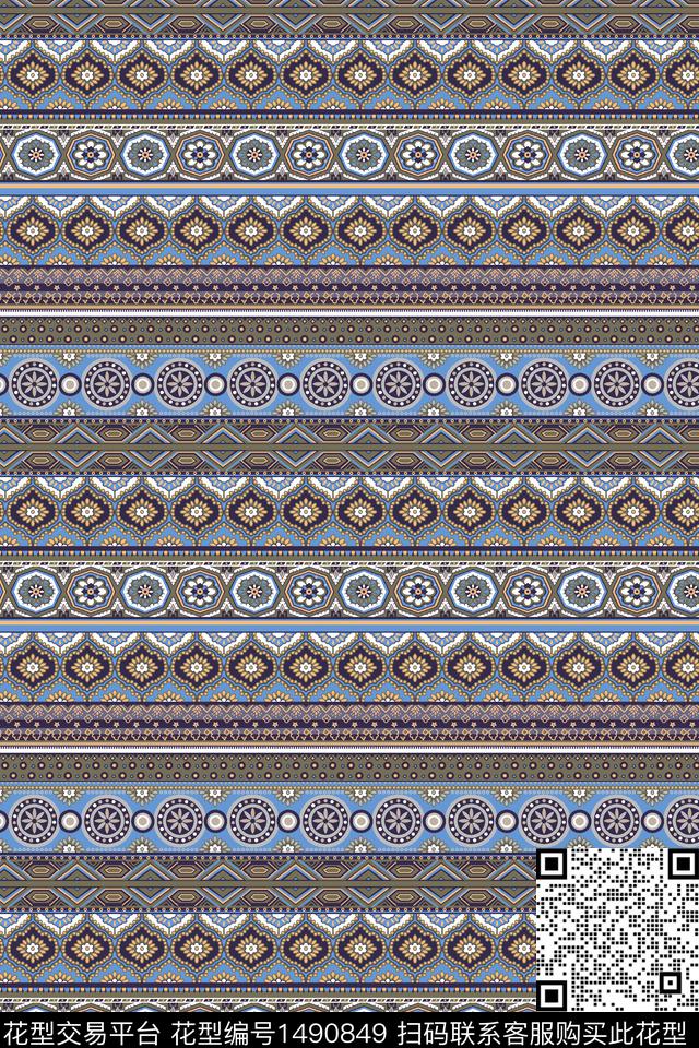 几何定位文艺复古数码印花华亿平台下载（图片编号: 1490849） - 瓦栏（Walan）