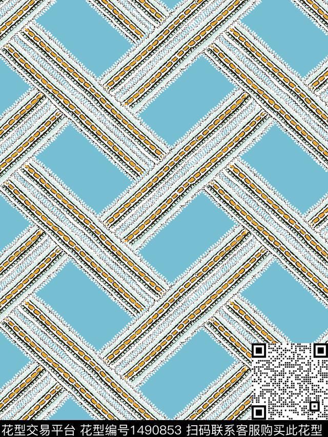 几何菱形格子传统印花华亿平台下载（图片编号: 1490853） - 瓦栏（Walan）
