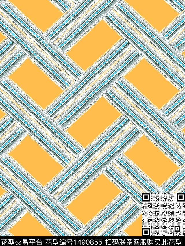 几何菱形格子传统印花华亿平台下载（图片编号: 1490855） - 瓦栏（Walan）