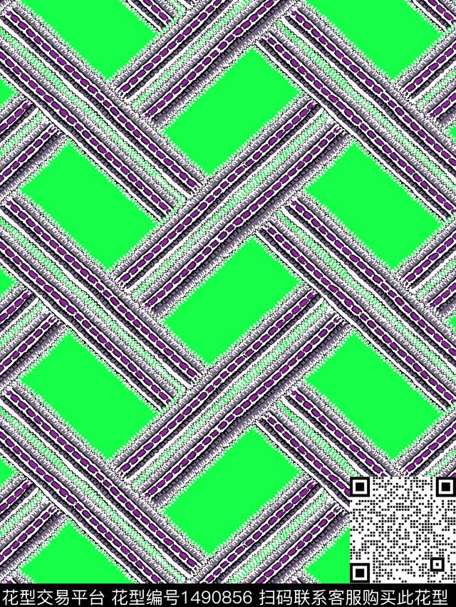 几何菱形格子传统印花华亿平台下载（图片编号: 1490856） - 瓦栏（Walan）