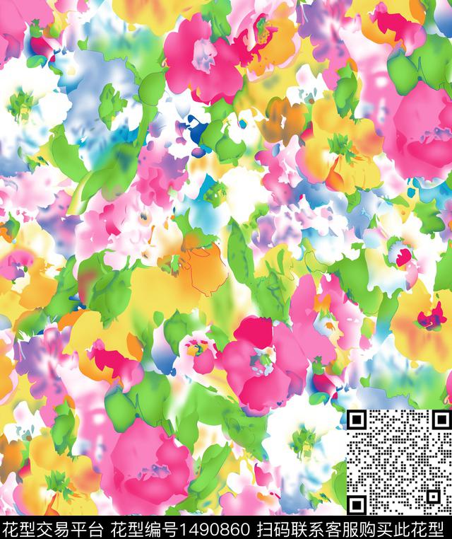 民族风花卉大牌风数码印花华亿平台下载（图片编号: 1490860） - 瓦栏（Walan）