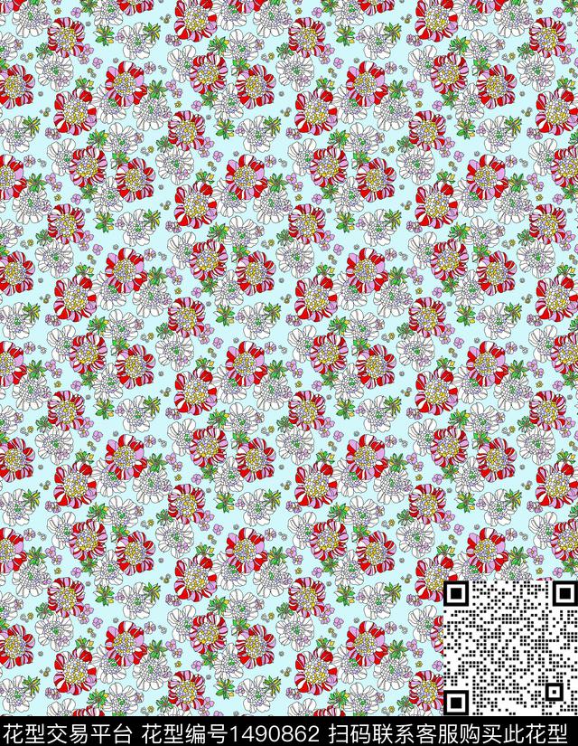 花卉大牌风小碎花数码印花华亿平台下载（图片编号: 1490862） - 瓦栏（Walan）