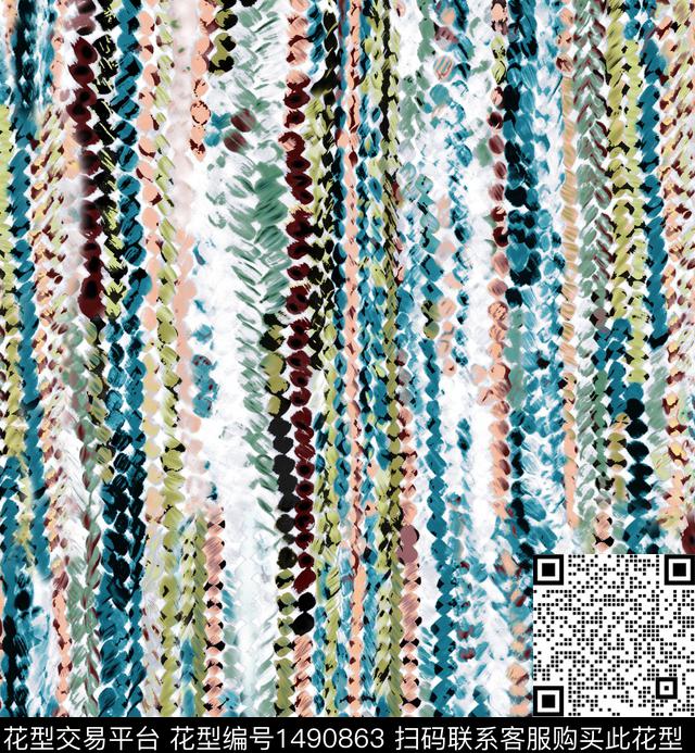 几何花卉大牌风数码印花华亿平台下载（图片编号: 1490863） - 瓦栏（Walan）