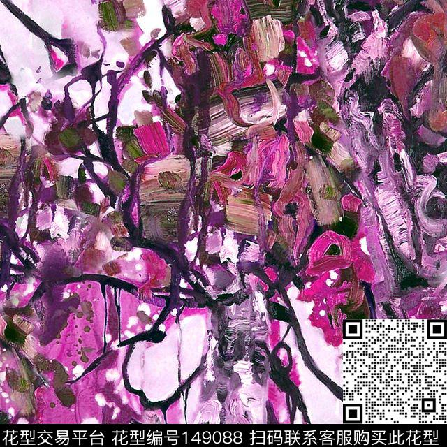 水粉抽象组合数码印花华亿平台下载（图片编号: 149088） - 瓦栏（Walan）