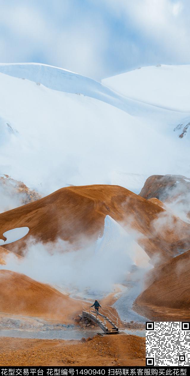 天空雪山男装定位花数码印花华亿平台下载（图片编号: 1490940） - 瓦栏（Walan）