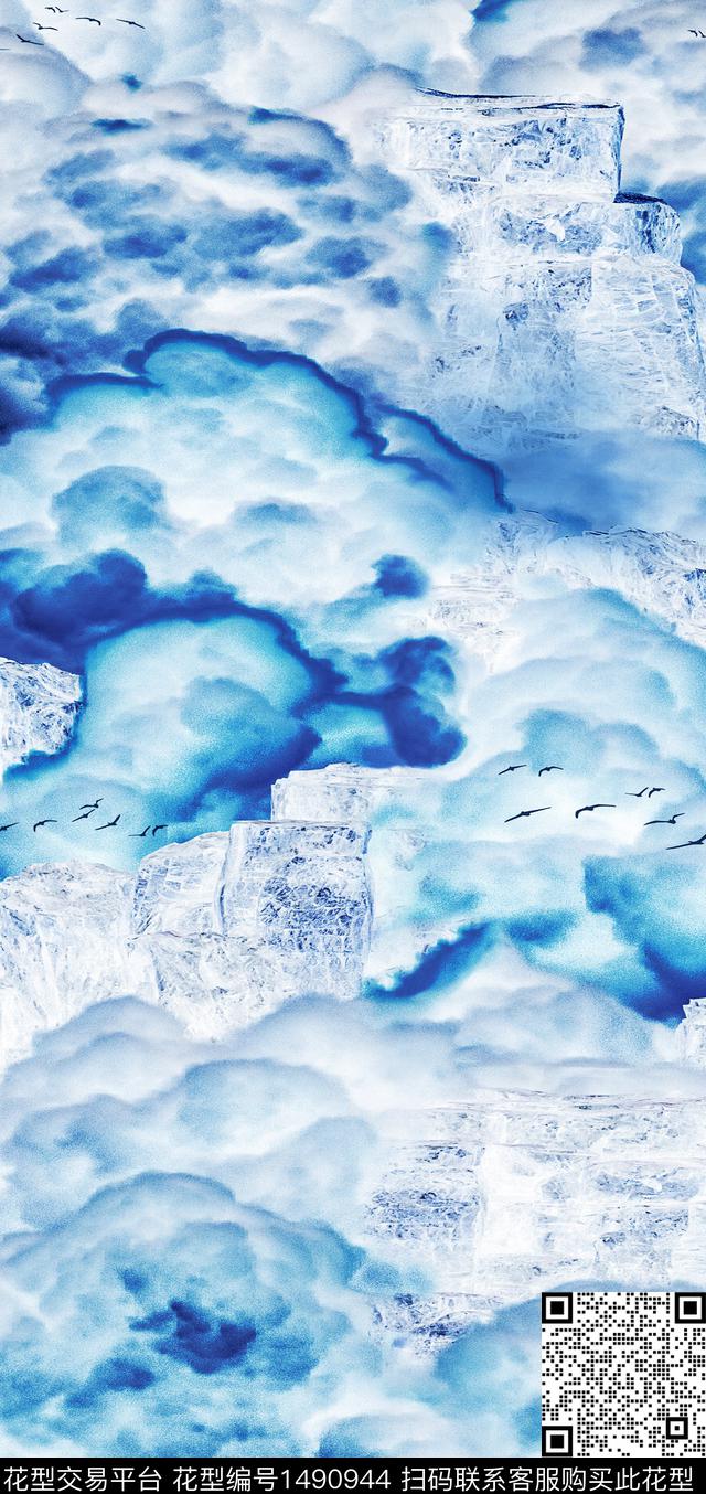 天空雪山数码印花华亿平台下载（图片编号: 1490944） - 瓦栏（Walan）