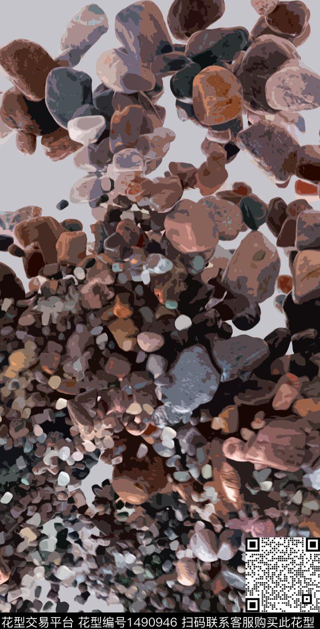 石头羽绒服印花男装满版花数码印花华亿平台下载（图片编号: 1490946） - 瓦栏（Walan）