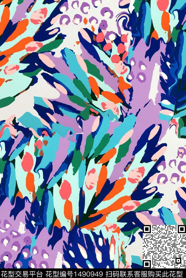 数码华亿平台大牌风抽象数码印花华亿平台下载（图片编号: 1490949） - 瓦栏（Walan）