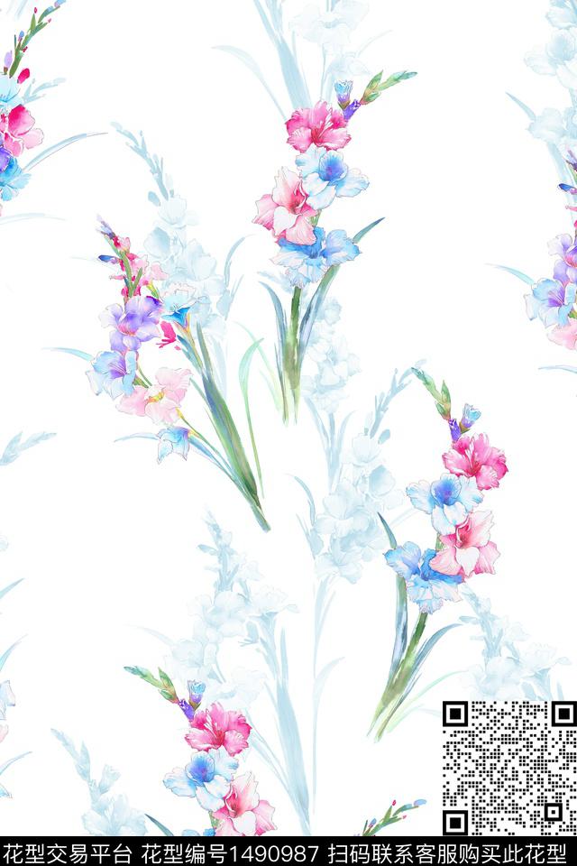 清爽底花卉花卉大牌风数码印花华亿平台下载（图片编号: 1490987） - 瓦栏（Walan）