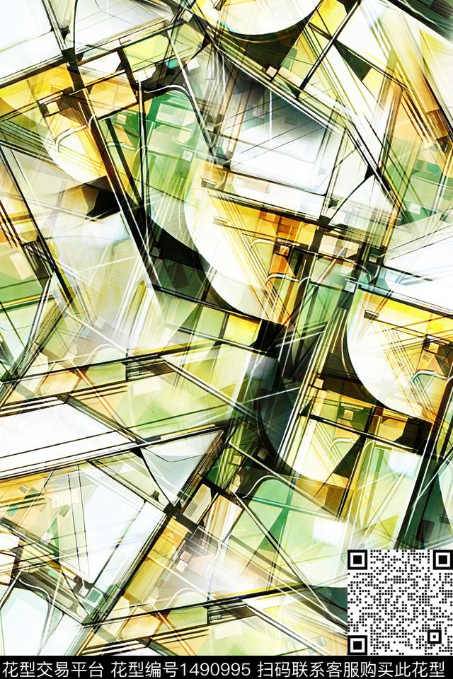 时尚男装抽象数码印花华亿平台下载（图片编号: 1490995） - 瓦栏（Walan）