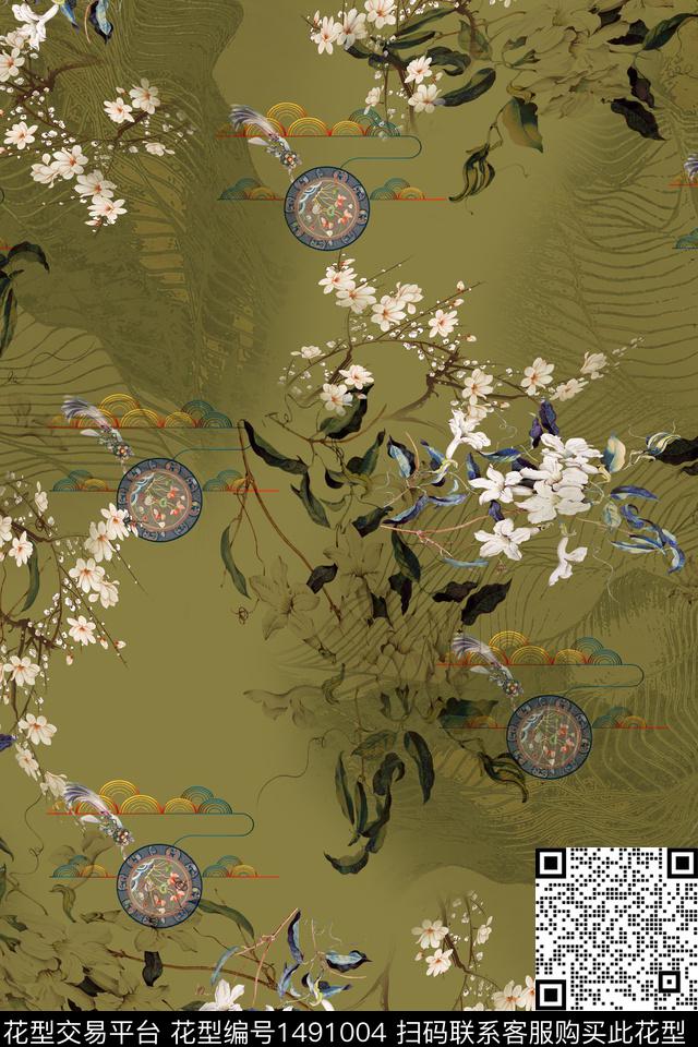 水彩肌理民族花卉数码印花华亿平台下载（图片编号: 1491004） - 瓦栏（Walan）