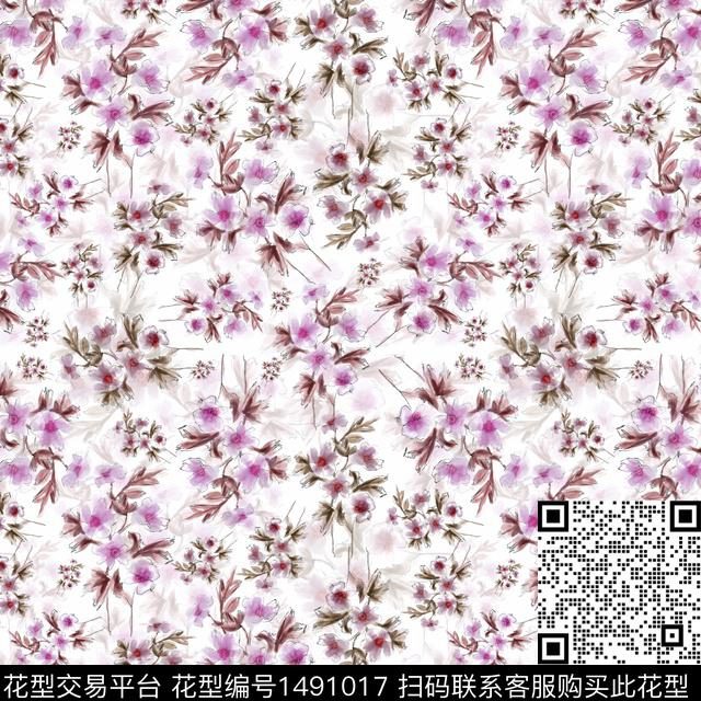 花卉手绘小碎花传统印花华亿平台下载（图片编号: 1491017） - 瓦栏（Walan）