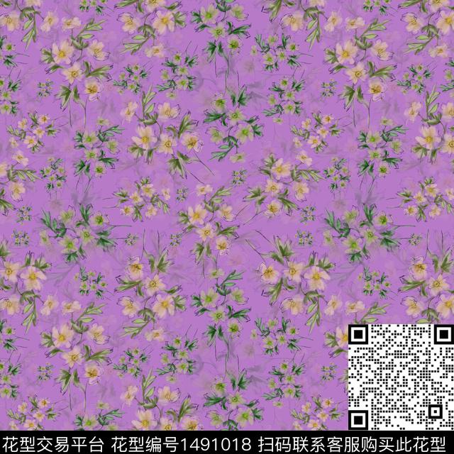 花卉手绘小碎花传统印花华亿平台下载（图片编号: 1491018） - 瓦栏（Walan）