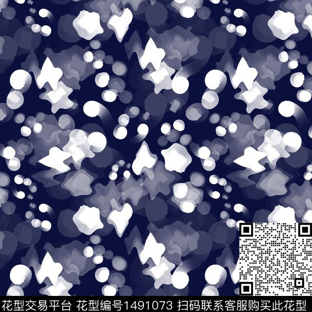 抽象手绘男装满版花数码印花华亿平台下载（图片编号: 1491073） - 瓦栏（Walan）