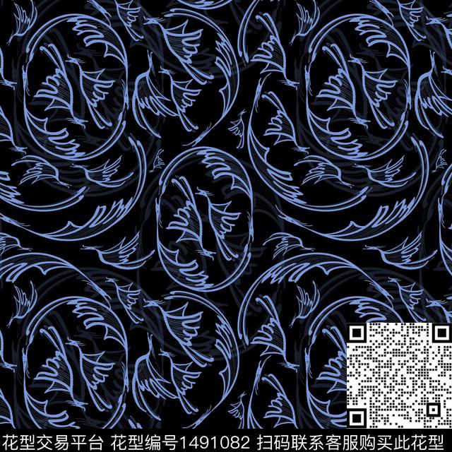 动物纹凤凰飞天传统印花华亿平台下载（图片编号: 1491082） - 瓦栏（Walan）