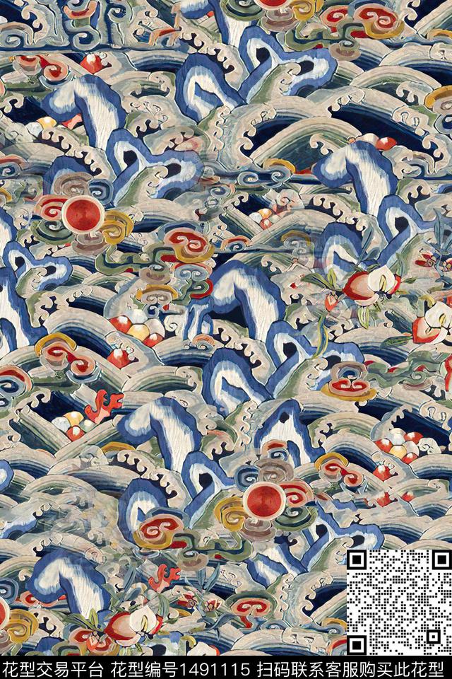 香云纱中国风真丝数码印花华亿平台下载（图片编号: 1491115） - 瓦栏（Walan）